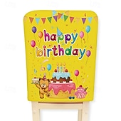 ieftine Husa scaun de sufragerie-huse de scaun festive cu desene animate pentru ziua de naștere - design pe jumătate de corp din catifea culoare piele de piersică pentru ziua de naștere &amp;decor de sărbători, huse detașabile pentru