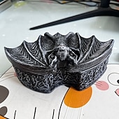 cheap Halloween Hanging &amp; Tabletop Decorations-Halloween Bat Resin Storage Box, Gothic Style Bat Sculpture Container, Decorative Resin Box for Home, Party, Desk Decor