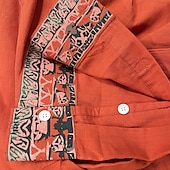 tanie Wakacje-Męskie Koszula lniana Koszula Popover Letnia koszula Stroje plażowe Koszula w stylu vintage Koszula etniczna Kwiatowy Urlop Codzienny Żółty Niebieski Pomarańczowy Brązowy Długi rękaw W serek Lato