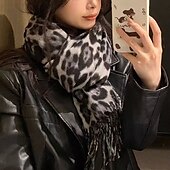 preiswerte Damenschals und -halstücher-Damen Rechteckiger Schal Straße Täglich Date Gris Beige Schal Leopard