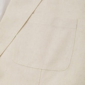 baratos Blazers Clássicos Masculinos-Homens Blazer de linho Casaco esportivo Casual Diário Primavera Verão Algodão E Linho Côr Sólida Confortável Comum 2 Botões Jaqueta esporte Bege Azul Claro
