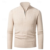 preiswerte Herrenpullover-Herren Pullover Pullover mit Viertelreißverschluss Strickpullover Zopfmuster Stricken Normale Oberteile Gestrickt Einfach Viertelreißverschluss Mode Lässig Urlaub Alltagskleidung Bekleidung Herbst