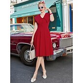 levne Šaty-Retro 50. léta Rockabilly Polední Šaty Šaty na šaty Rozevláté Do V Maškarní kostým Dámské předvečer Všech svatých Karneval Valentýna Čajový dýchánek Retro tematická párty Dospělé Šaty Léto