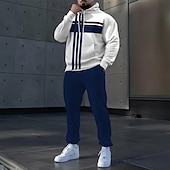 abordables Ensemble de sweatshirt 3d pour hommes-Homme Rayé 2 pièces Ensembles de sweat-shirts 3D Survêtement Sweat à Capuche manche longue Pantalon long À capuche Décontracté Quotidien Athleisure Impression 3D Cordon de serrage À capuche Printemps