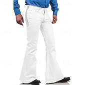preiswerte Fackel-Herren Anzughose Disco-Hosen Schlaghosen Hose Tasche Knöpfe Einfach Komfort Formell Party Arbeit Mode Lässig Schwarz Weiß Mikroelastisch