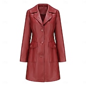 cheap Winter Coats-Women&#039;s Coat Comfortable Buttons Fashion Street Style Plain Outdoor Casual Daily Long Turndown Regular Fit Long Sleeve Outerwear Black Burgundy Camel Fall Winter