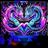 levne Tapiserie Blacklight-Blacklight gobelín uv reaktivní záře ve tmě záře párty strašidelné květiny trippy mlhavá příroda krajina závěsný gobelín nástěnné umění malba do obývacího pokoje ložnice