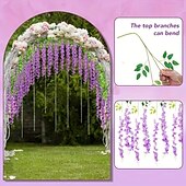baratos Plantas Artificiais-Pacote com 36 flores artificiais penduradas em glicínias, guirlanda de videira roxa de 3,6 pés de comprimento para casamento, jardim, parede, cerca, decoração de festa