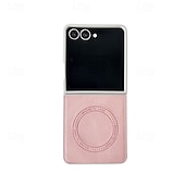 abordables Coques Samsung-téléphone Coque Pour Samsung Galaxy Z Flip 7 Z Flip 6 Z Flip 5 Z Flip 4 Z Flip 3 Coque Arrière Magnétique Antichoc Rétro TPU faux cuir