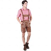 tanie Mężczyźni-Oktoberfest Lederhosen Koszula alpejski kapelusz bawarski Niemiecki Łąki Męskie Karnawał Impreza Festiwal Piwa Tkanina w stylu tradycyjnym Bluzka Szorty Stroje