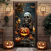halpa Halloween-oviverhot-Helloween Ovien Peitteet Ovi Luuranko Kurpitsa Gobeliini Ovisuoja Taustakoriste Ovi Banneri Etuoveen Maalaistalon Loma Juhla Sisä- ja Ulkosisustus Tarvikkeet
