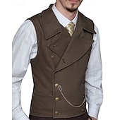 abordables Chalecos-Hombre Chaleco Vacaciones Fiesta Negocio Moda Casual Primavera Otoño Bolsillo Botones Poliéster Cómodo Plano Botonadura Doble Diseño Ajuste regular Plata Negro Blanco Vino Chaleco