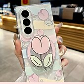 Недорогие Чехлы для Samsung-телефон Кейс для Назначение SSamsung Galaxy Z-образный сгиб 7 Z-сгиб 6 Z Fold 5 Z Fold 4 Z Fold 3 Кейс на заднюю панель со стендом Магнитный с ремешком на запястье Цветочный Цветочный
