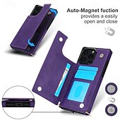 billige iPhone-etuier-telefon Etui Til iPhone 16 Pro Max Plus iPhone 16 iPhone 16 Plus iPhone 16 Pro iPhone 15 iPhone 15 14 Pro Max Plus Lommebok-kortveske Glidelås med nøkkelbånd Støtte Kontor / Bedrift TPU PU lær