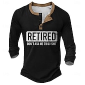 voordelige Grappige woorden-Voor heren Tekst Grappig jargon Henley-shirt Lange mouw Modieus leuke Style Dagelijks Casual Feestdagen Uitgaan Lente &amp; Herfst Alle seizoenen Zwart Groen Bordeaux Marineblauw Henley Henley-T-shirt