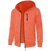 economico felpe con cappuccio da uomo di base-Per uomo Felpa con cappuccio Maglia Felpa con cappuccio a zip intera Nero Vino Blu marino Blu Arancione Con Cappuccio Semplice Tasca Sport &amp; Outdoor Quotidiano Abbigliamento casual alla moda