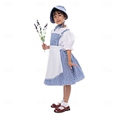 levne Dívčí kostýmy-Čaroděj ze země Oz Pohádka Dorothy Šaty Kostým Postavy z pohádek Filmové kostýmy for Dívčí Dětské předvečer Všech svatých Karneval Světový den knihy Výkon Vzdělávací převlékání Oblékání na školní akci