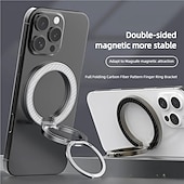 billiga Telefonhållare-Moderiktigt kolfibermönster dubbelsidigt magnetiskt telefonhållarfäste för Magsafe mobiltelefongrepp mobilstöd stativ grepp tok