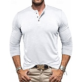 economico Cime-Per uomo Camicia da escursionismo cima dell&#039;escursionismo Camicia Henley Manica Lunga Maglietta Top Esterno Leggero Traspirante Zip a un quarto Poliestere Nero Bianco Blu marino Tennis Golf Corsa