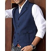 abordables Chalecos-Hombre Chaleco Vacaciones Fiesta Negocio Moda Casual Verano Primavera Bolsillo Botones Poliéster Cómodo Plano Recto 1 botón Diseño Ajuste regular Azul Marino Verde Oscuro Café Gris Chaleco