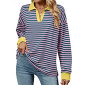 abordables Sudadera &amp; Sweatshirt-Mujer Sudadera tipo jersey Tops casuales Manga Larga Camiseta Ropa Deportiva Escote en Pico Protección Solar Resistente al Viento Al Aire Libre Ropa de deporte Ropa de Deporte Rayas Rosa oscuro Negro