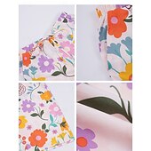 abordables jambe large et taille haute-Femmes Jambe large Chinos Vacances ancien Mode Longueur complète Taille haute Fleuri Ceinture Élastique Impression Confortable Doux Micro-Élastique Extérieur Vacances Rue Blanche Jaune Rose Claire
