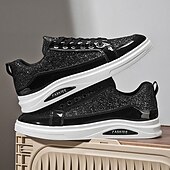 preiswerte Lässige Sneakers-Herren-Sneaker mit goldenem Glitzer, lässige Modeschuhe für Streetwear-Partys und Feiertagsveranstaltungen