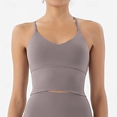 preiswerte Sport-BHs &amp; Westen-Damen Yoga Crop Tank Top Sport-BH Unterwäsche Medium Unterstützung Bürgellos Gefüttert Einfarbig Sport Sportkleidung Hellrosa Meerblau Pilates Laufen Yoga