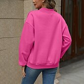 abordables Sweatshirts et Hoodies Texturés-Femmes Pull Uni Streetwear Occasionnel Confortable manche longue Col en V Hauts Réguliers Rue Fête Sortir Rose Claire Vin Gris Automne