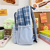 cheap Backpacks &amp; Bookbags-Plaid School Backpack for Girls – Cute Large Capacity Bookbag with Multi-Pockets for Back to School, Elementary &amp; Middle School