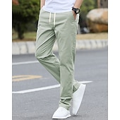 economico Chino-Per uomo Pantaloni Chinos Tasca Elastico in vita Coulisse Semplice Comodità Formale Feste Lavoro Moda Stile Classico Nero Verde chiaro Micro-elastico