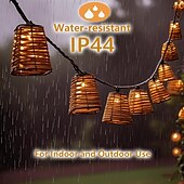 cheap LED String Lights-Rattan Decorative String Lights Boho String Lights with 20 Mini Bulbs  Weatherproof Lantern Style Patio Lights for Indoor/Outdoor Home Decor Pergola Porch Party and Backyard