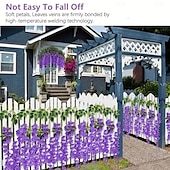 baratos Plantas Artificiais-Pacote com 36 flores artificiais penduradas em glicínias, guirlanda de videira roxa de 3,6 pés de comprimento para casamento, jardim, parede, cerca, decoração de festa