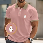 economico Polos di Halloween-Halloween Per uomo Mostro Polo Manica Corta Magliette polo Camicie con Colletto Casual Orrore Scuro Athleisure Abito da festa Bottoni Estate Nero Rosa Blu marino