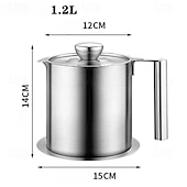 economico Utensili e gadget da cucina-Filtro e contenitore per grasso in acciaio inox da 1,2 l/1,7 l - grande contenitore per la raccolta del grasso con coperchio antipolvere &amp;impugnatura facile da impugnare - per pancetta, cottura in