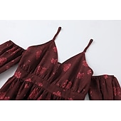 ieftine Rochii Boho-Pentru femei Rochie Mini Rochie florala Rochie Boho Rochie imprimata Rochie occidentală Clasic Modern În aer liber Vacanță Concediu Fit regulat Floare Manșon scurt În V Roșu Vin Vară