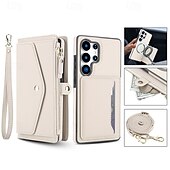 abordables Carcasas Samsung-teléfono Funda Para Samsung galaxia S25 S25 Más S25 Ultra S24 Plus S24 S24 Ultra Plus S24 FE A14 A72 A73 Tarjetas billetera Cremallera con cordón Ranura para tarjetas Retro TPU Cuero de PU