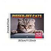 お買い得  家庭用品-2026年 怒った猫 カンフー猫カレンダー 面白い犬のうんちカレンダー ラミネート加工 月間プランナー 英語の日付付き 1月から12月まで 自宅やオフィスの装飾に最適 猫好きや犬好きの方に最適