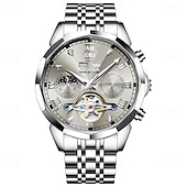 abordables Relojes mecánicos-OLEVS Hombre Relojes Mecánico Al Aire Libre Moda Reloj Casual Reloj de Muñeca Cuerda Automática Pantalla de fase lunar Luminoso Calendario perpetuo Acero Reloj