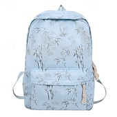 preiswerte College-Rucksäcke-Ästhetischer Canvas-Rucksack für Damen mit Bambus-Print – leichte Schultasche für Teenager und Studentinnen