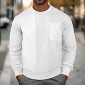 cheap Basic Hoodies-Men&#039;s Sweatshirt Black White Beige Gray Crew Neck Plain Patchwork Casual Daily Holiday Polyester Streetwear Cool Designer Fall &amp; Winter All Seasons Clothing Apparel Hoodies Sweatshirts  Long Sleeve