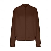 cheap Casual Jackets-Women&#039;s Casual Jacket Sport Jacket Textured Jackets Office / Career Daily Wear Going out Fall Regular Coat Stand Collar Regular Fit Warm Vintage Style Lady Casual Jacket Long Sleeve non-printing