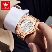 abordables Montres à quartz-OLEVS Femmes Hommes Montre à quartz Luxe Grand cadran Mode Affaires Lumineux Calendrier IMPERMÉABLE Bracelet en acier inoxydable Suivre