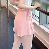 voordelige Balletkleding-Volwassen balletdansrok, elastische taille chiffon halve rok met lintstrik, ideaal voor de training &amp;balletopleiding