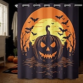 levne Halloween koupel-Halloweenský sprchový závěs s háčky, polyesterový, pratelný, voděodolný, vzorovaný, koupelnová vana, dekorace