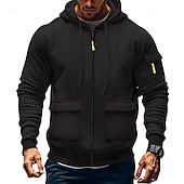 economico felpe in pile-Per uomo Felpa con cappuccio Felpa con cappuccio in pile Felpa con cappuccio tattica Nero Bianco Vino Verde militare Rosso Con Cappuccio Semplice Tasca Sport &amp; Outdoor Casuale Quotidiano Streetwear