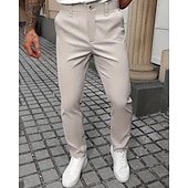 abordables Delgado-Hombre pantalones de traje Pantalones Chinos Bolsillo Botones Plano Comodidad Formal Fiesta Trabajo Moda Estilo clásico Negro Blanco Microelástico