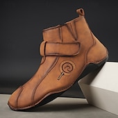 abordables Bottines-Bottines rétro faites main pour hommes avec fermeture velcro – bottes de marche décontractées et artistiques pour hommes créatifs et tenues urbaines de tous les jours