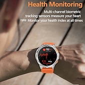Χαμηλού Κόστους Smartwatch-Νέο στρατιωτικό έξυπνο ρολόι για άνδρες με φακό LED, πυξίδα 1.43, λειτουργίες οθόνης AMOLED, ανθεκτικό έξυπνο ρολόι για iOS και Android