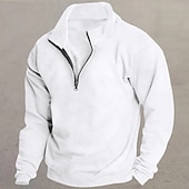 abordables sudaderas de lana-Hombre Sudadera Sudadera de polar Pull-over Sudadera con un cuarto de cremallera Negro Blanco Vino Rojo Caqui Cuello Mao Plano Deporte Casual Diario Ropa de calle De Deporte Primavera Otoño Ropa